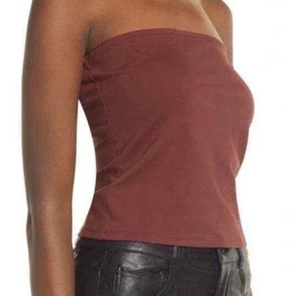 πΈ Nordstrom Open Edit Tube Top Rayon Blend Jersey Milk Chocolate Brown Tank - Picture 3 of 11